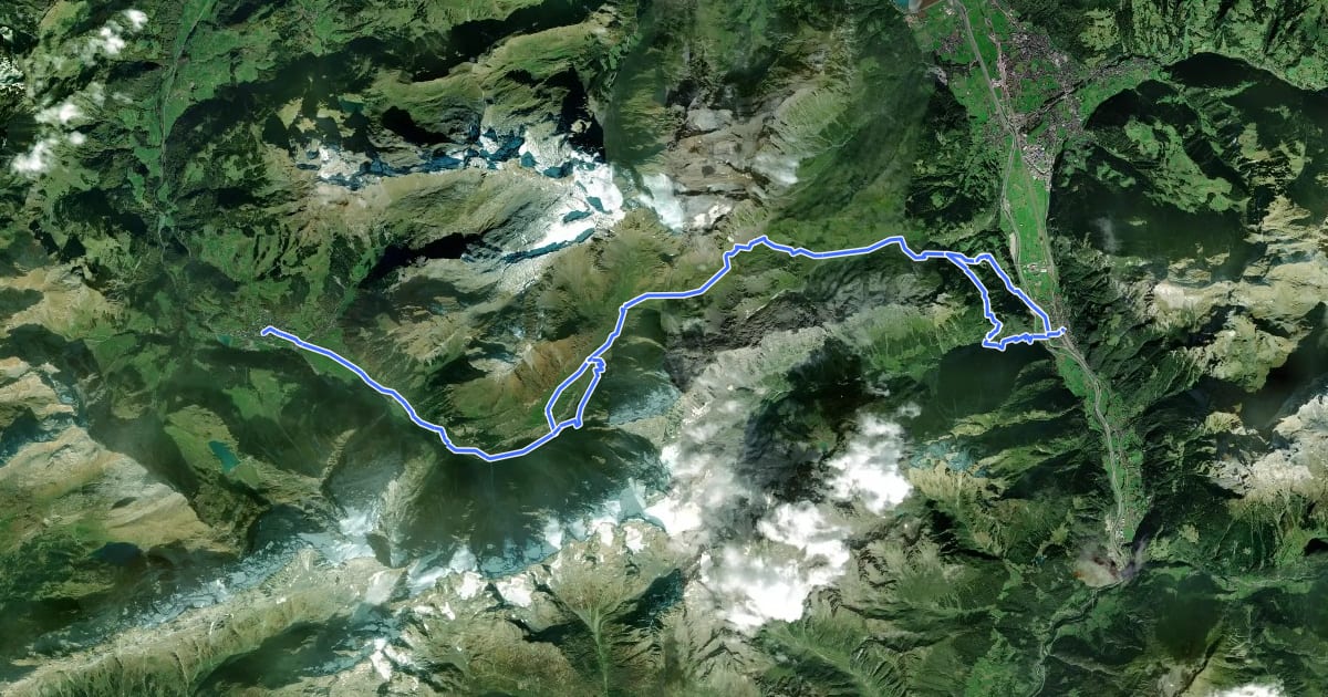 Маршрут Engelberg - Surenenpass - Erstfeld на спутниковом снимке