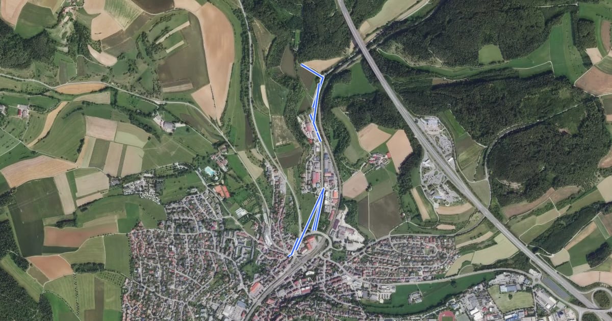 Маршрут Engen Altdorf - Pfaffenwinkel на спутниковом снимке