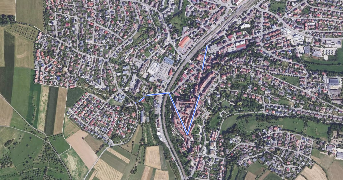 Маршрут Engen Bahnhofsstraße - Ob der Spitalkapelle на спутниковом снимке