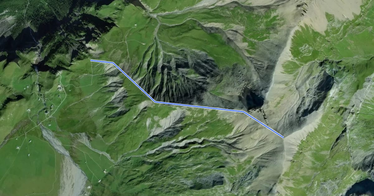 Маршрут Engstligenalp - Engstligengrat на спутниковом снимке