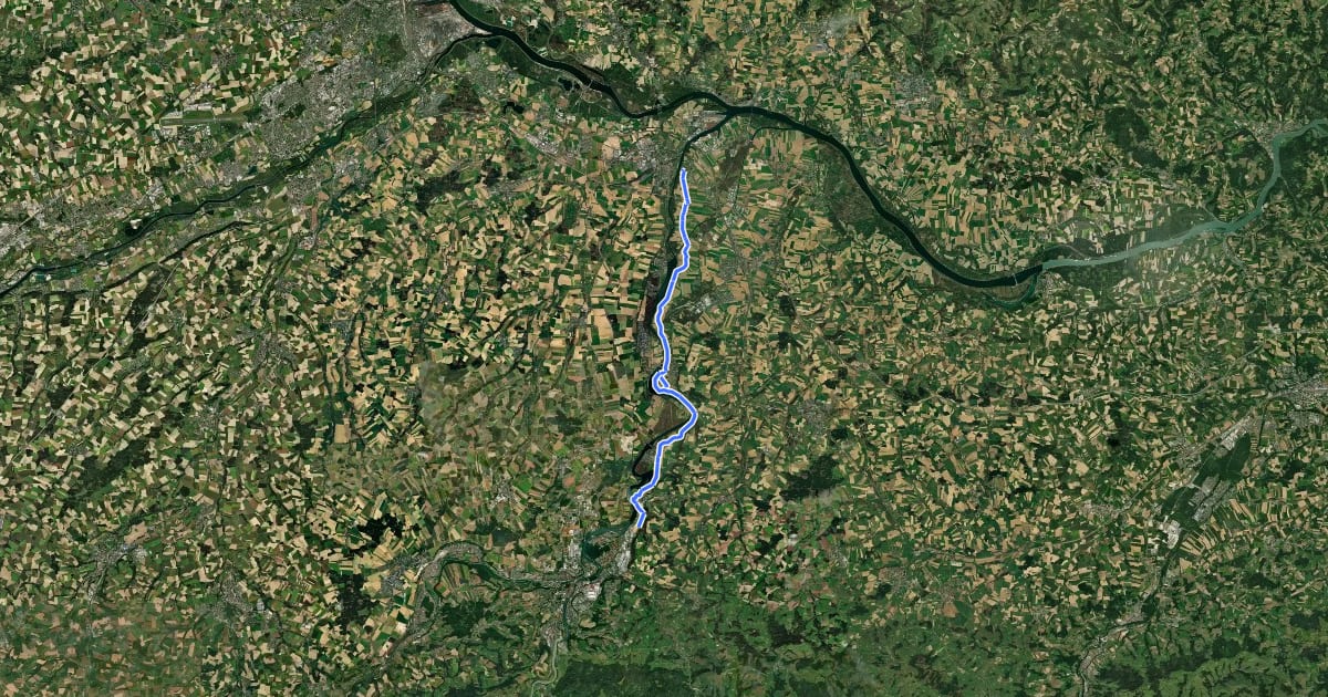 Маршрут Enns-Donau-Radroute на спутниковом снимке