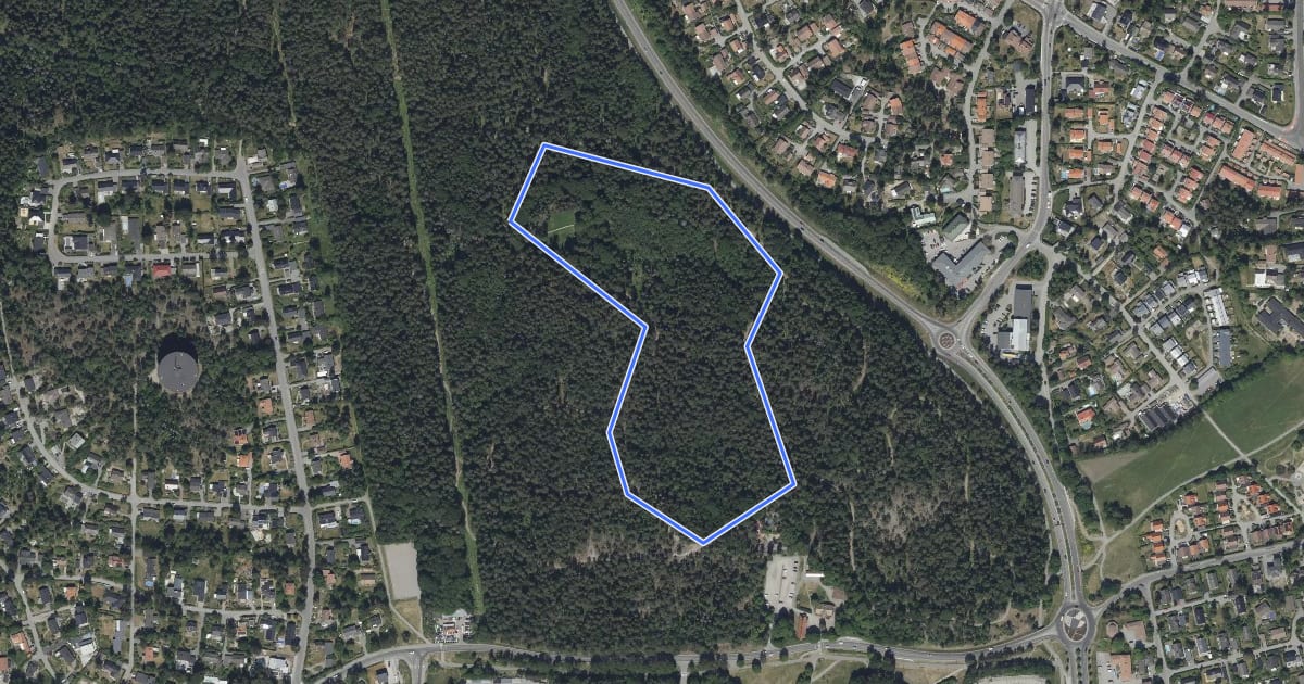 Маршрут Ensta Krog 1.25km blå на спутниковом снимке