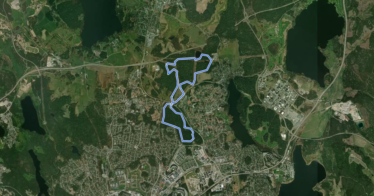 Маршрут Ensta Krog 10km grönt на спутниковом снимке