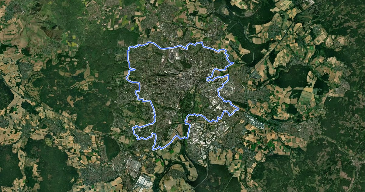 Маршрут Entdecker-Runde Kassel на спутниковом снимке