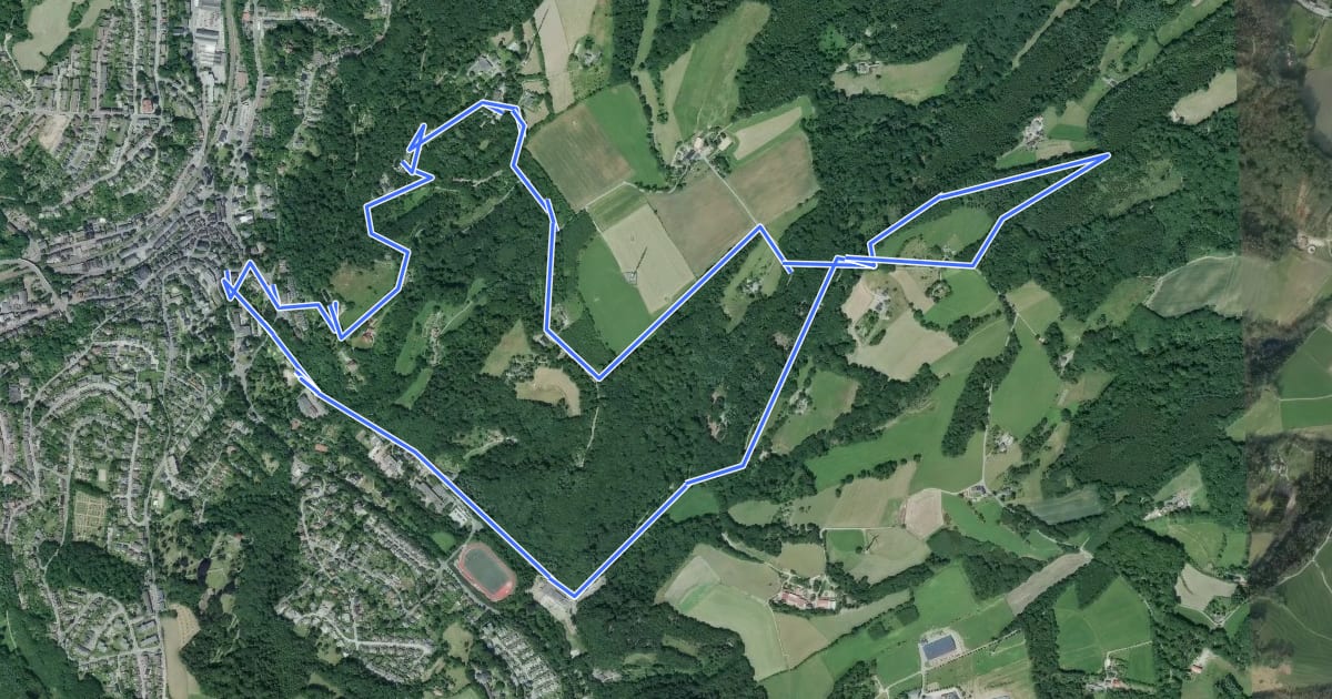 Маршрут Entdeckerschleife Senderberg und Kletterwald на спутниковом снимке