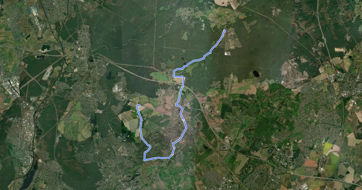 Маршрут Entlang der Heidekrautbahn Route 9 на спутниковом снимке