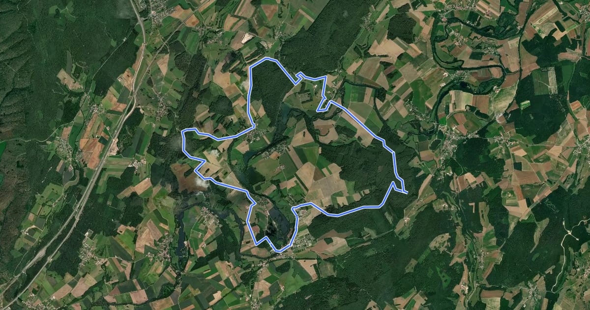 Маршрут Entre Abbaye et Châteaux на спутниковом снимке