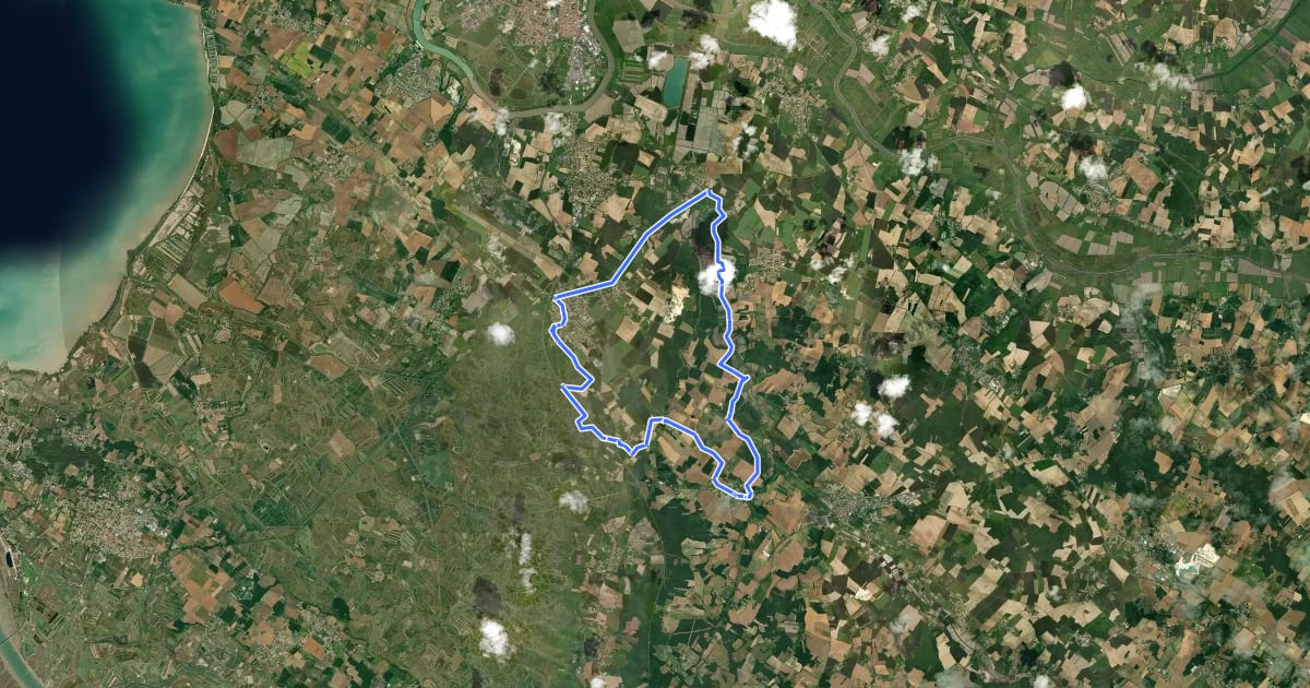 Маршрут Entre la Vallée de l'Arnoult et le Canal Charente-Seudre на спутниковом снимке