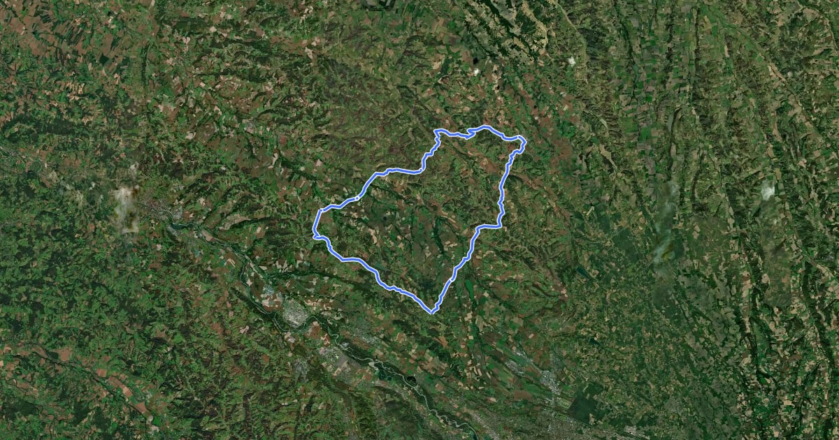 Маршрут Entre Landes et Béarn на спутниковом снимке