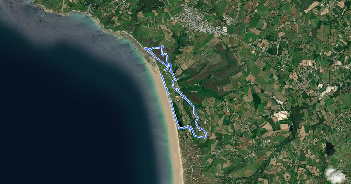 Маршрут Entre Mare et Dunes на спутниковом снимке