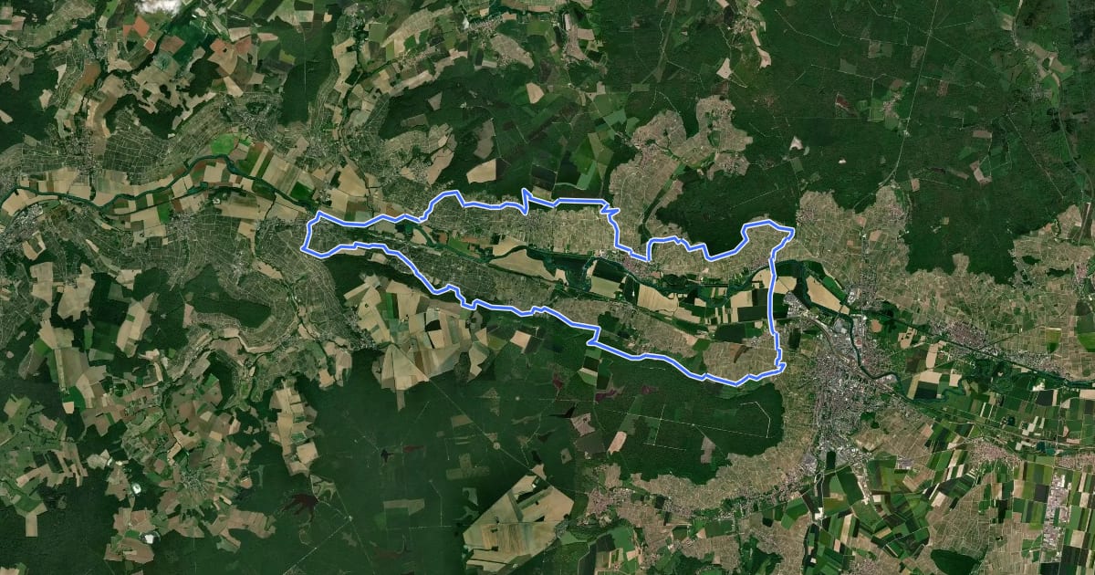 Маршрут Entre Marne et Champagne на спутниковом снимке