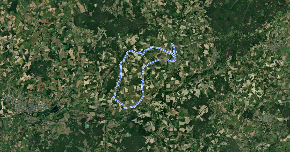 Маршрут Entre étang et village de caractère на спутниковом снимке
