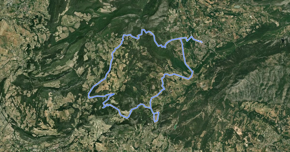 Маршрут Entre Ventoux et Dentelles на спутниковом снимке