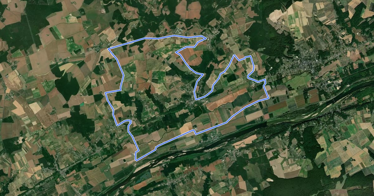 Маршрут Entre vignes et coteaux du Touraine-Mesland на спутниковом снимке