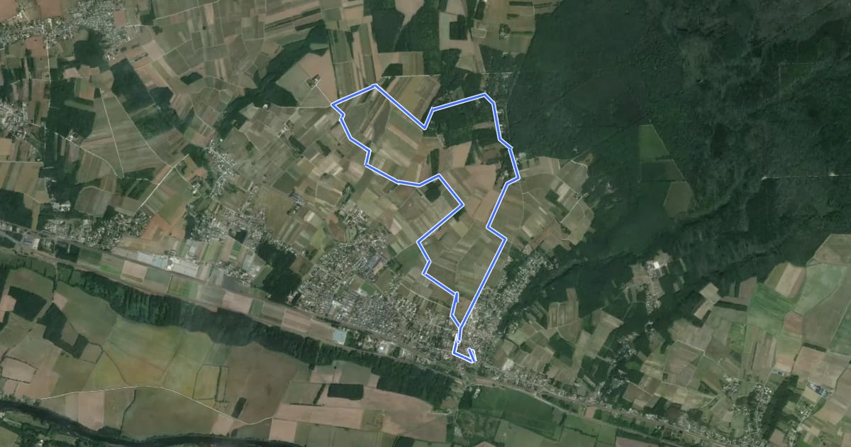 Маршрут Entre Vignes et Forêts - Variante l'École Buissonnière - Saint-Martin-le-Beau на спутниковом снимке