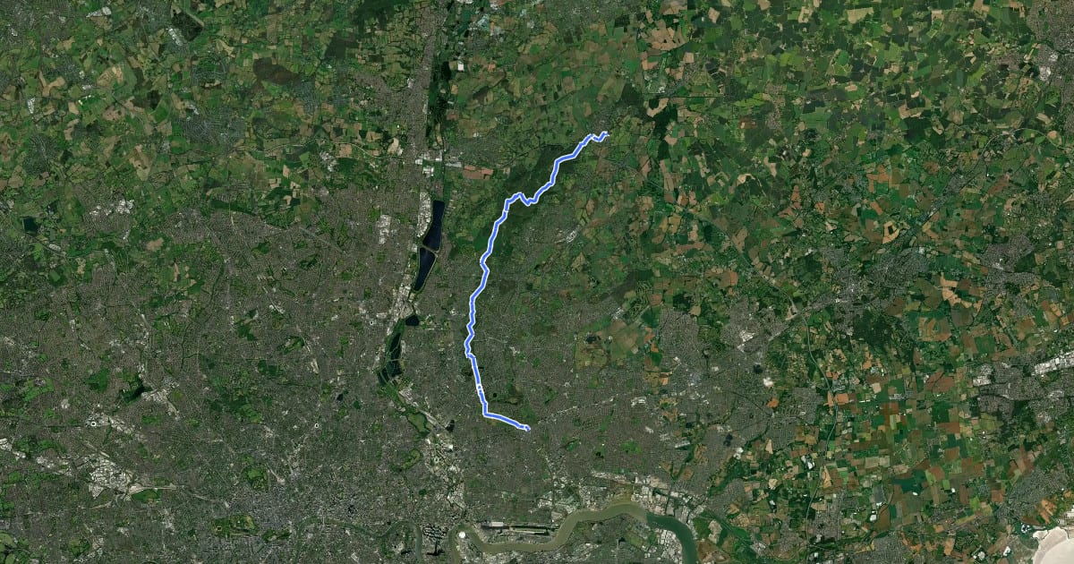 Маршрут Epping Forest Big Walk на спутниковом снимке