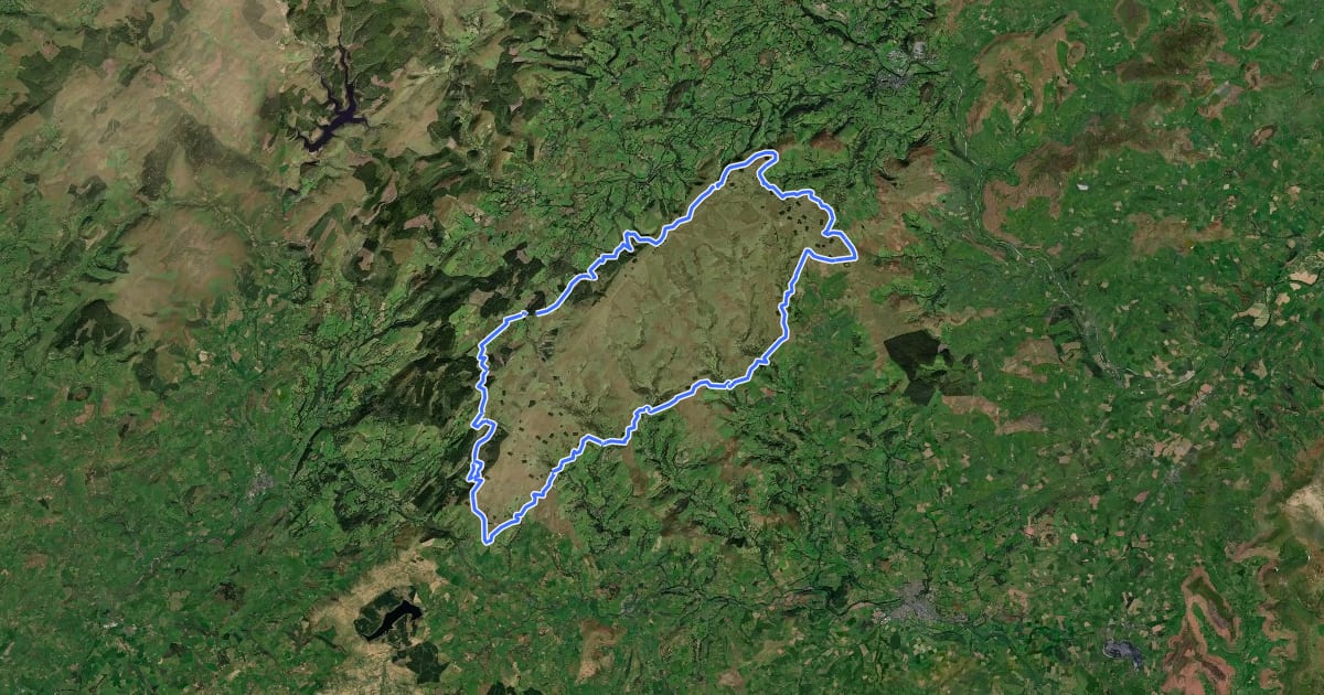 Маршрут Epynt Way Long Distance Path на спутниковом снимке