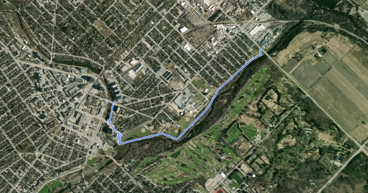 Маршрут Eramosa River Trail на спутниковом снимке