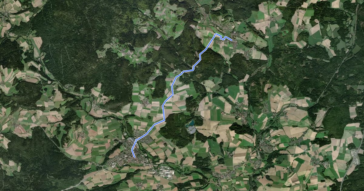 Маршрут Erbendorf - Friedenfels на спутниковом снимке