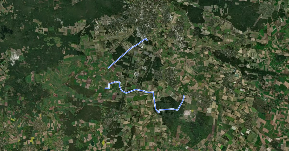 Маршрут Erdöl-Route на спутниковом снимке