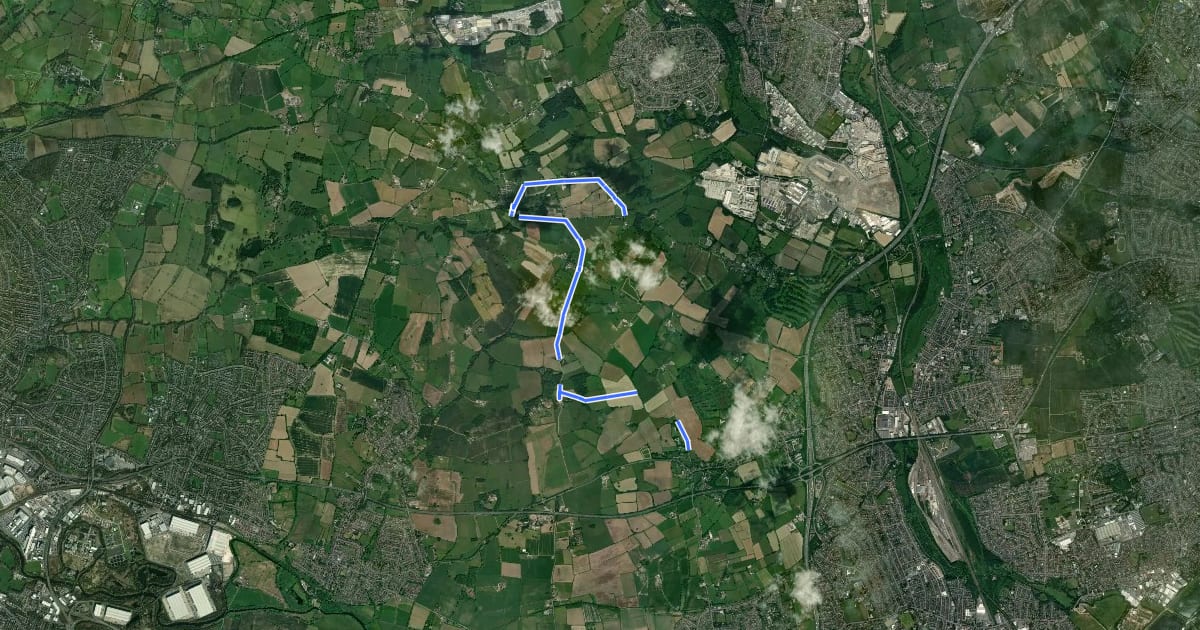 Маршрут Erewash Circular Walk 15 на спутниковом снимке