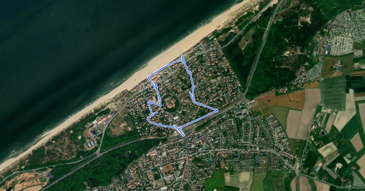 Маршрут Erfgoedwandelroute De Haan на спутниковом снимке