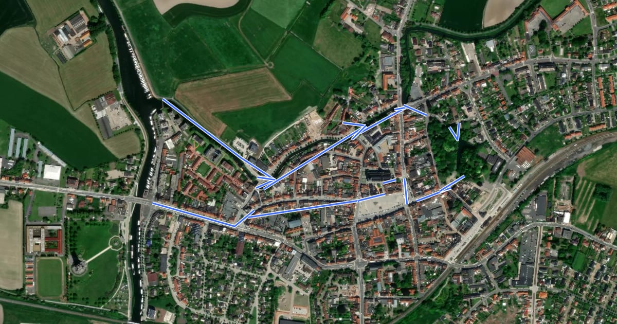 Маршрут Erfgoedwandelroute Diksmuide на спутниковом снимке