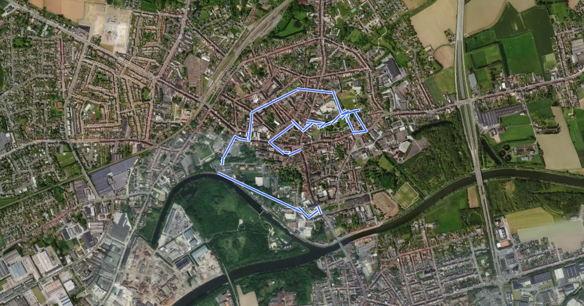 Маршрут Erfgoedwandelroute Menen на спутниковом снимке