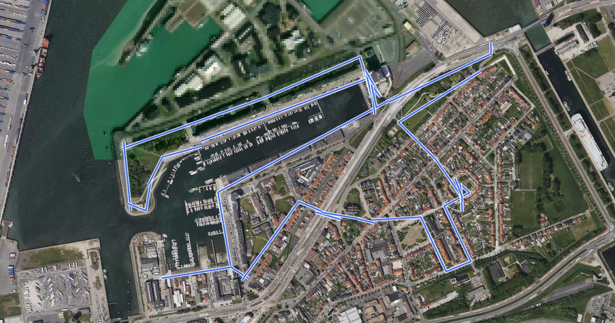 Маршрут Erfgoedwandelroute Zeebrugge на спутниковом снимке