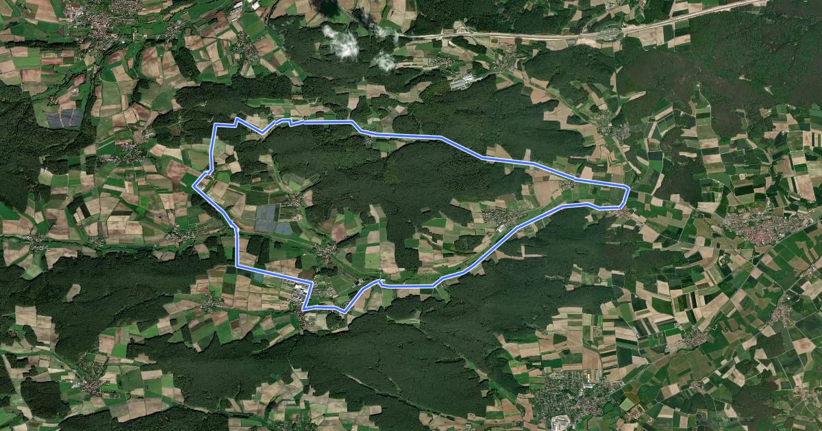 Маршрут ERH1 Radrundwanderweg на спутниковом снимке