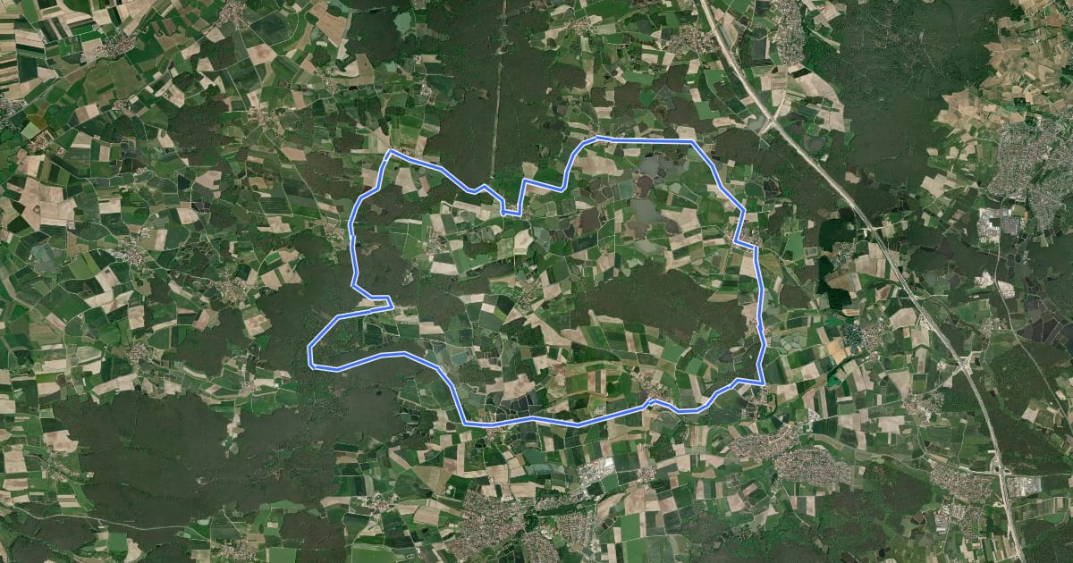 Маршрут ERH4 Radrundweg на спутниковом снимке
