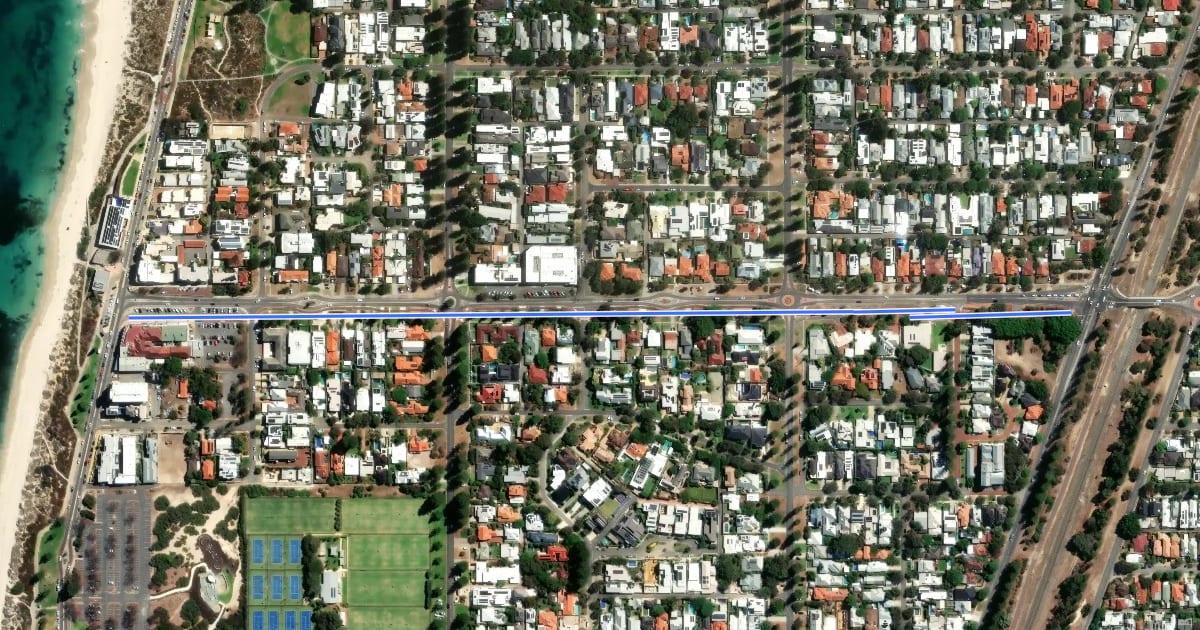Маршрут Eric Street Shared Path на спутниковом снимке