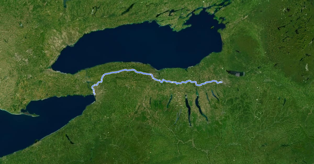 Маршрут Erie Canalway Trail - 1 Buffalo to Fairgrounds на спутниковом снимке