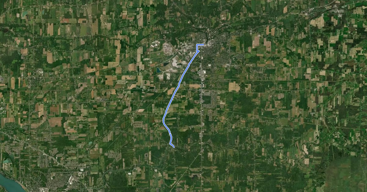 Маршрут Erie Canalway Trail (Amherst to Lockport) на спутниковом снимке