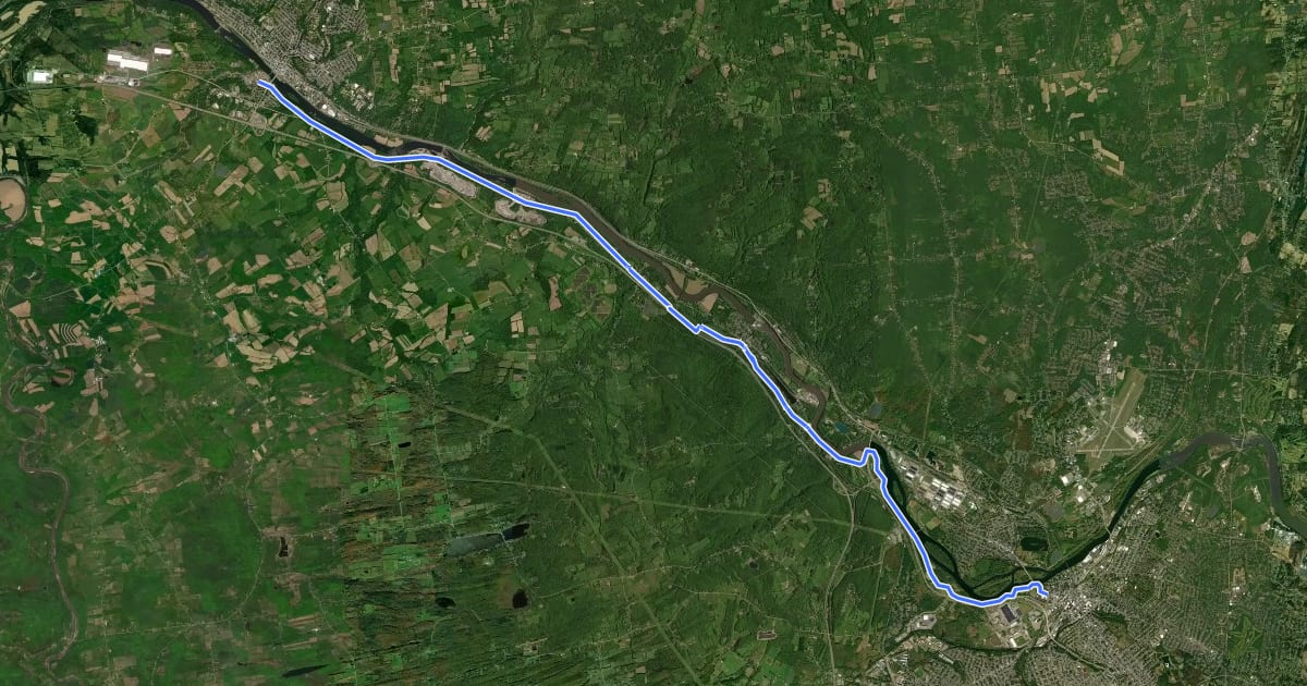 Маршрут Erie Canalway Trail (Amsterdam to Schenectady) на спутниковом снимке