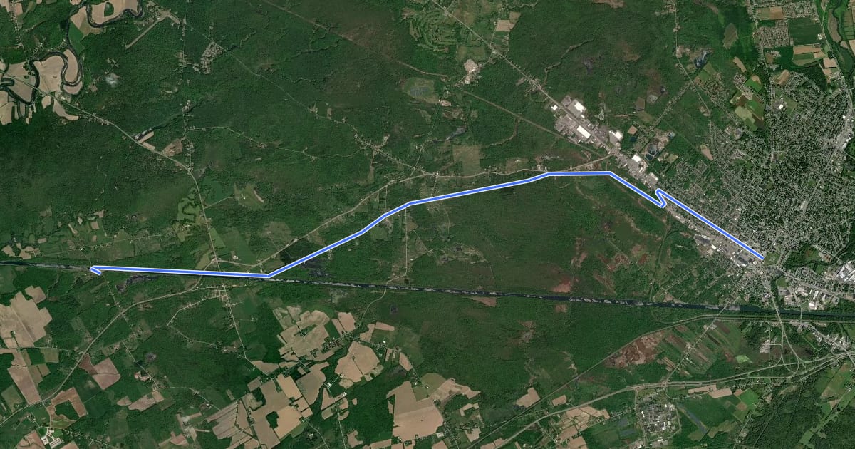 Маршрут Erie Canalway Trail (Erie Canal Lock 21 to Rome) на спутниковом снимке