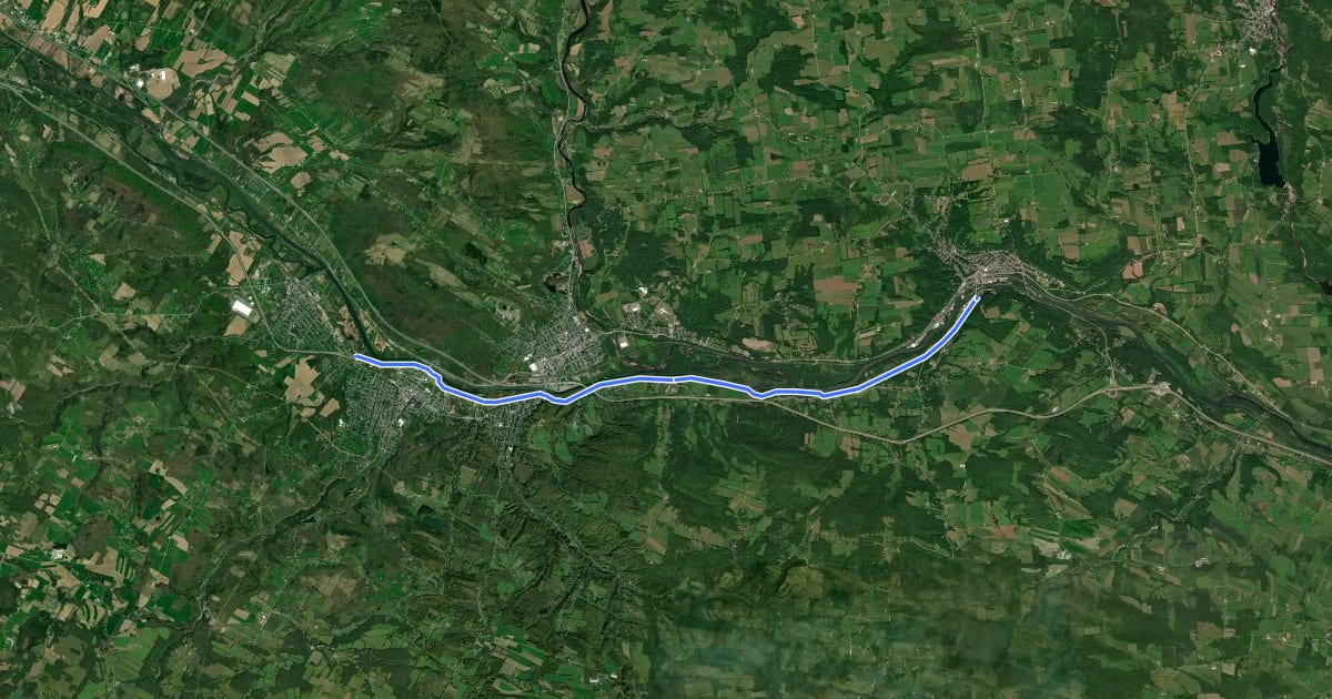 Маршрут Erie Canalway Trail (Frankfort to Little Falls) на спутниковом снимке