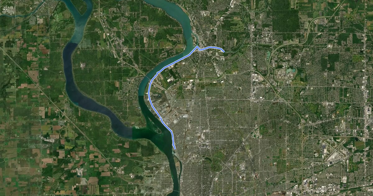 Маршрут Erie Canalway Trail (Hertel Avenue to Tonawanda) на спутниковом снимке
