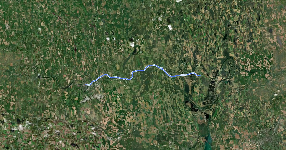 Маршрут Erie Canalway Trail (Newark to Savannah) на спутниковом снимке