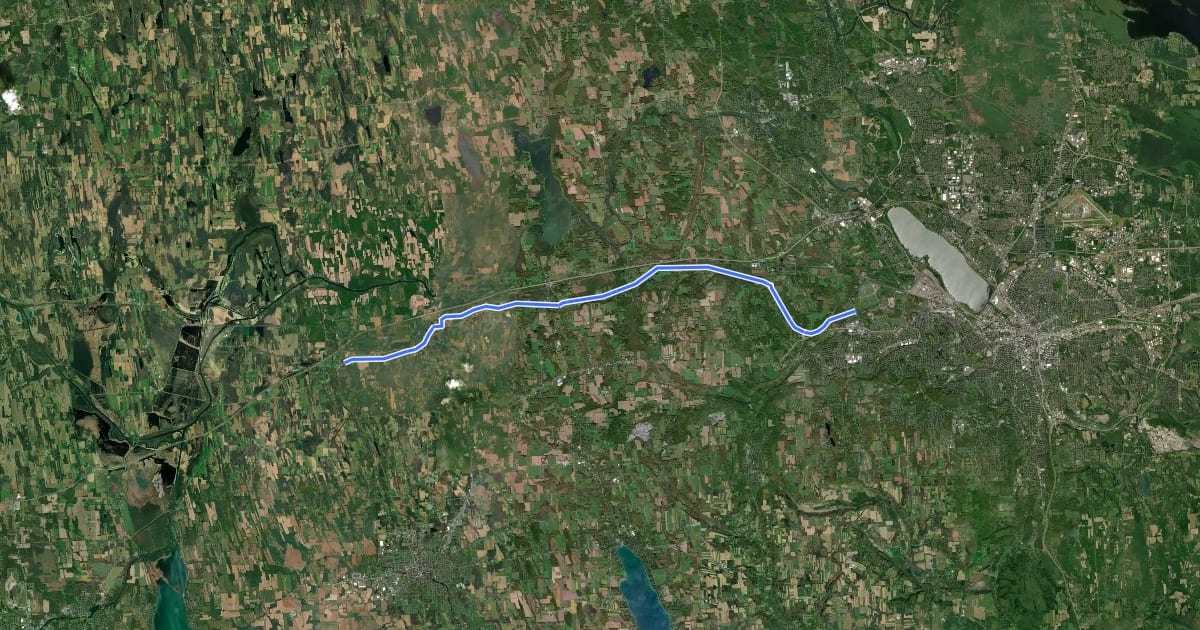 Маршрут Erie Canalway Trail (Port Byron to Camillus) на спутниковом снимке
