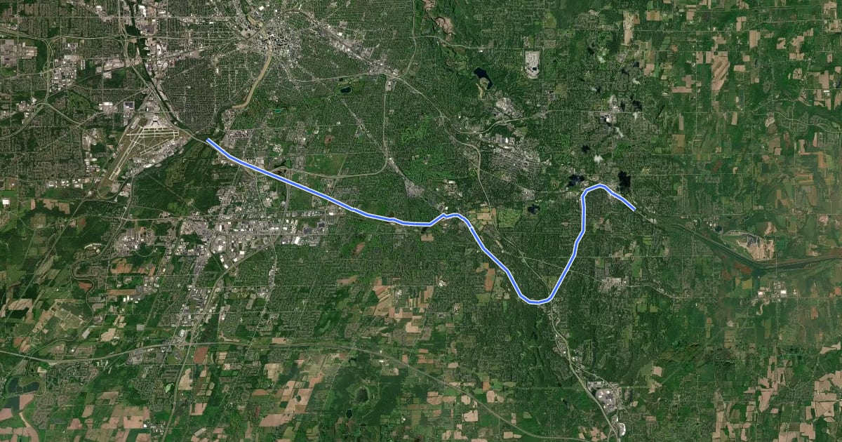 Маршрут Erie Canalway Trail (Rochester to Fairport) на спутниковом снимке