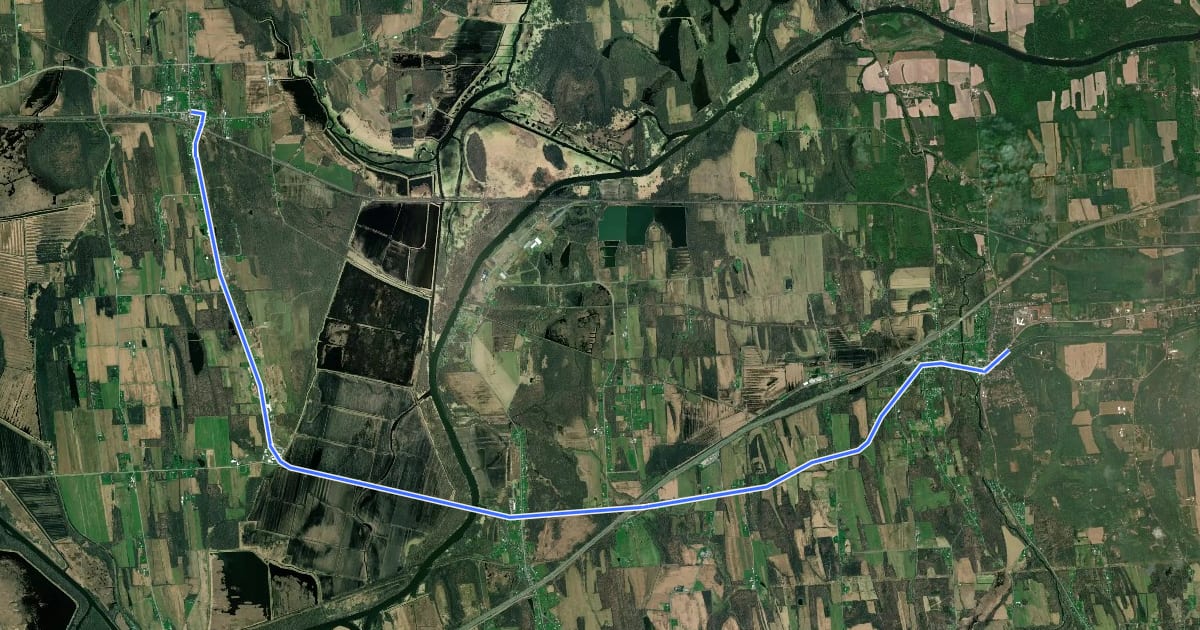 Маршрут Erie Canalway Trail (Savannah to Port Byron) на спутниковом снимке