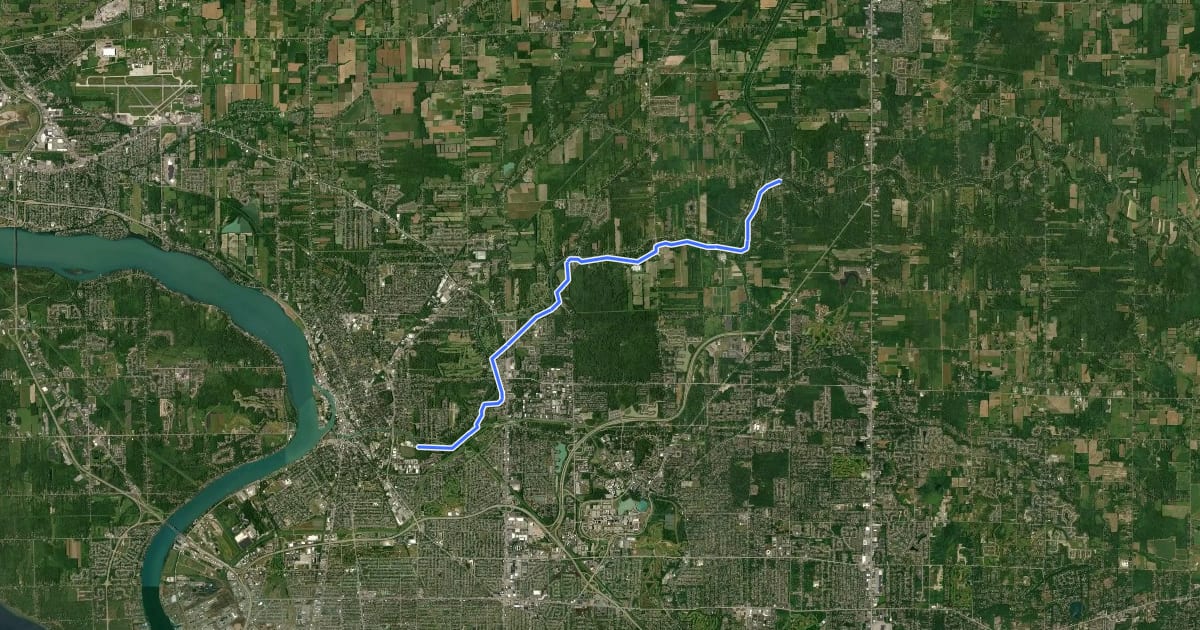 Маршрут Erie Canalway Trail (Tonawanda to Amherst) на спутниковом снимке