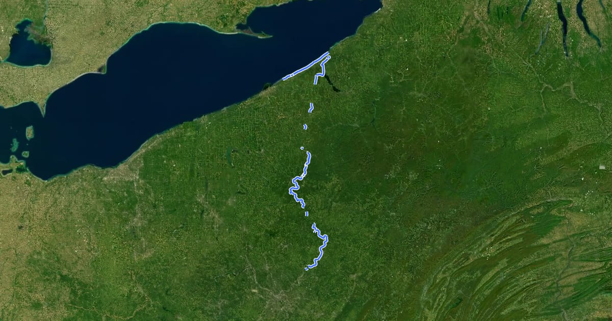 Маршрут Erie To Pittsburgh Trail на спутниковом снимке