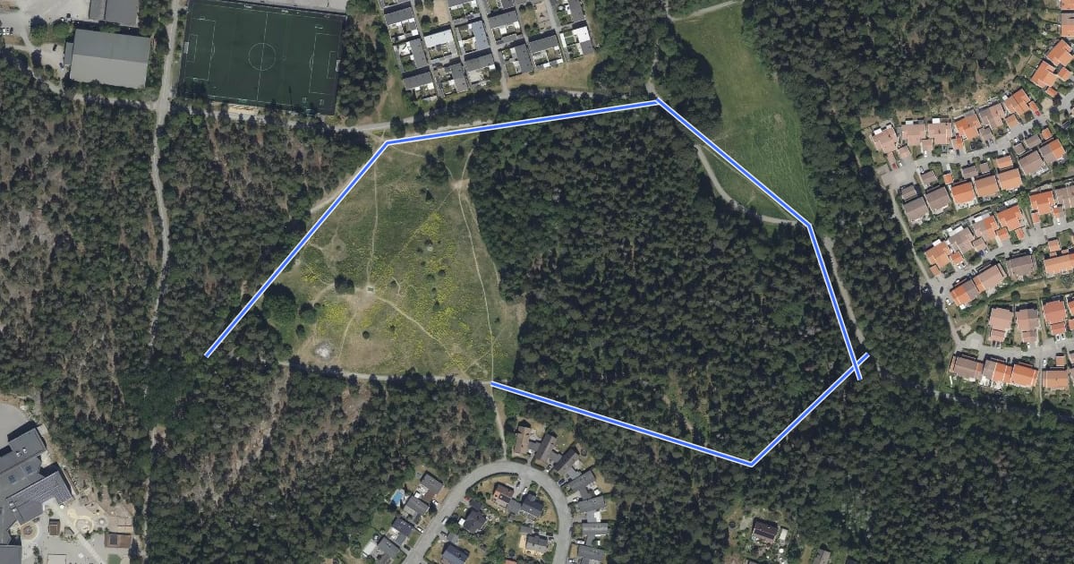 Маршрут Erikslund 1.25km blå на спутниковом снимке