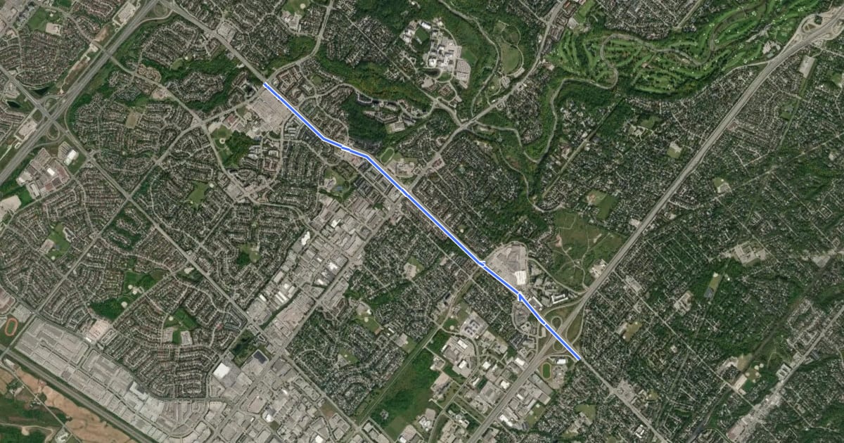 Маршрут Erin Mills Trail на спутниковом снимке