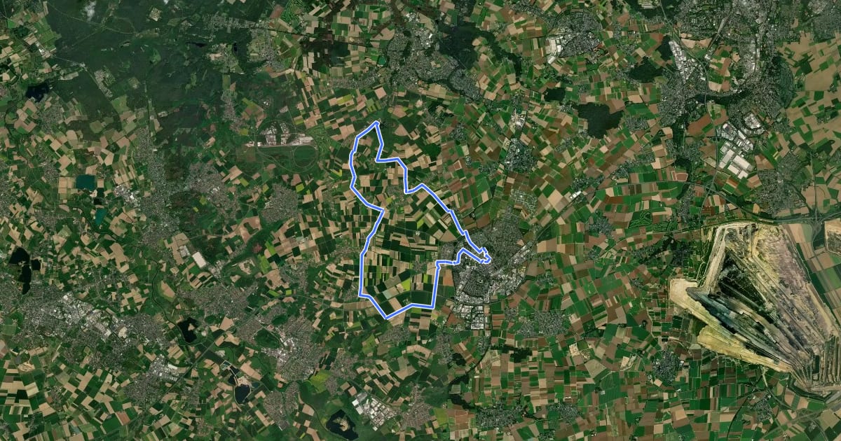 Маршрут Erkelenz - Erlebnisse mit dem Rad - Schloss- und Klosterroute на спутниковом снимке