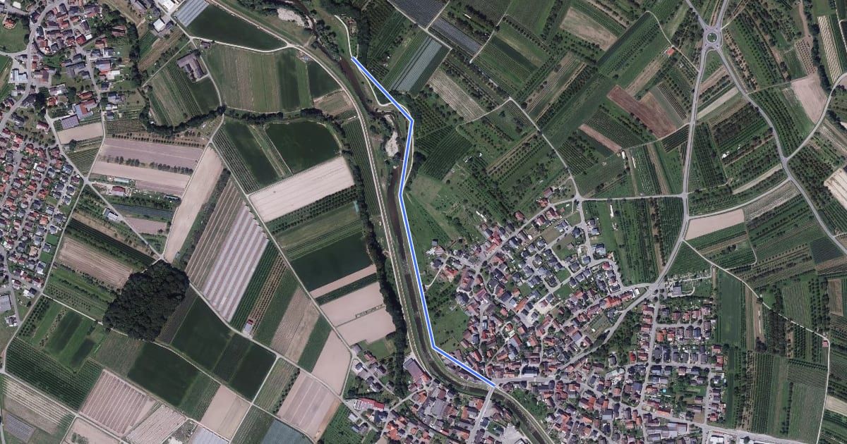 Маршрут Erlach Schule - Stadelhofen Renchbrücke на спутниковом снимке