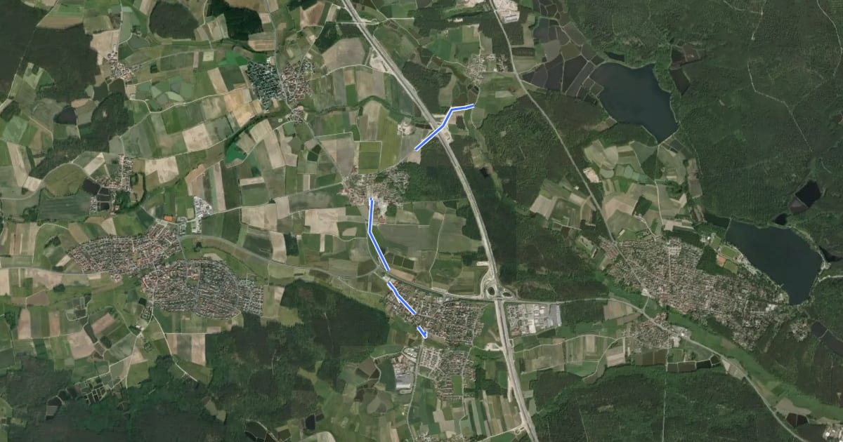 Маршрут Erlangen 6 grün на спутниковом снимке