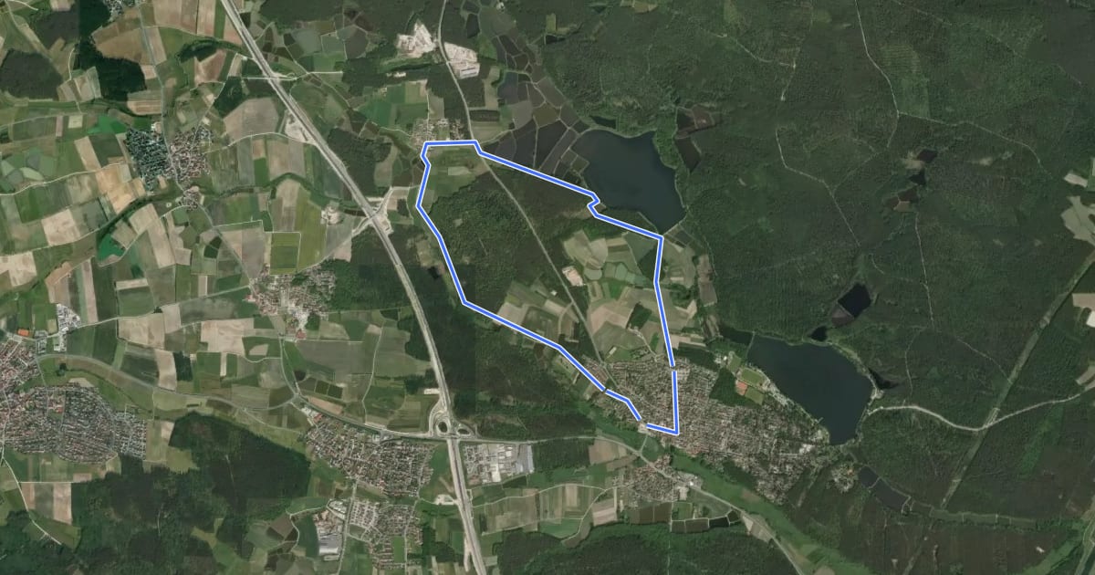 Маршрут Erlangen 7 grün на спутниковом снимке